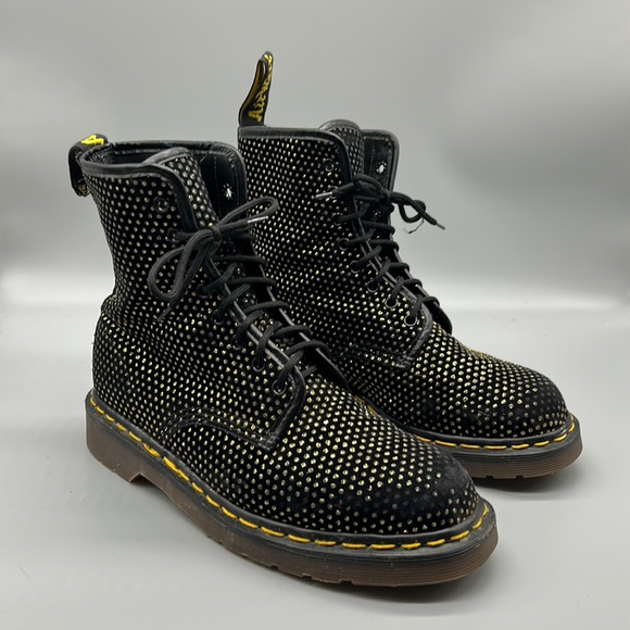 Dr. Martens Shoes Doc Marten Suede Leather Boots With Gold Sequin